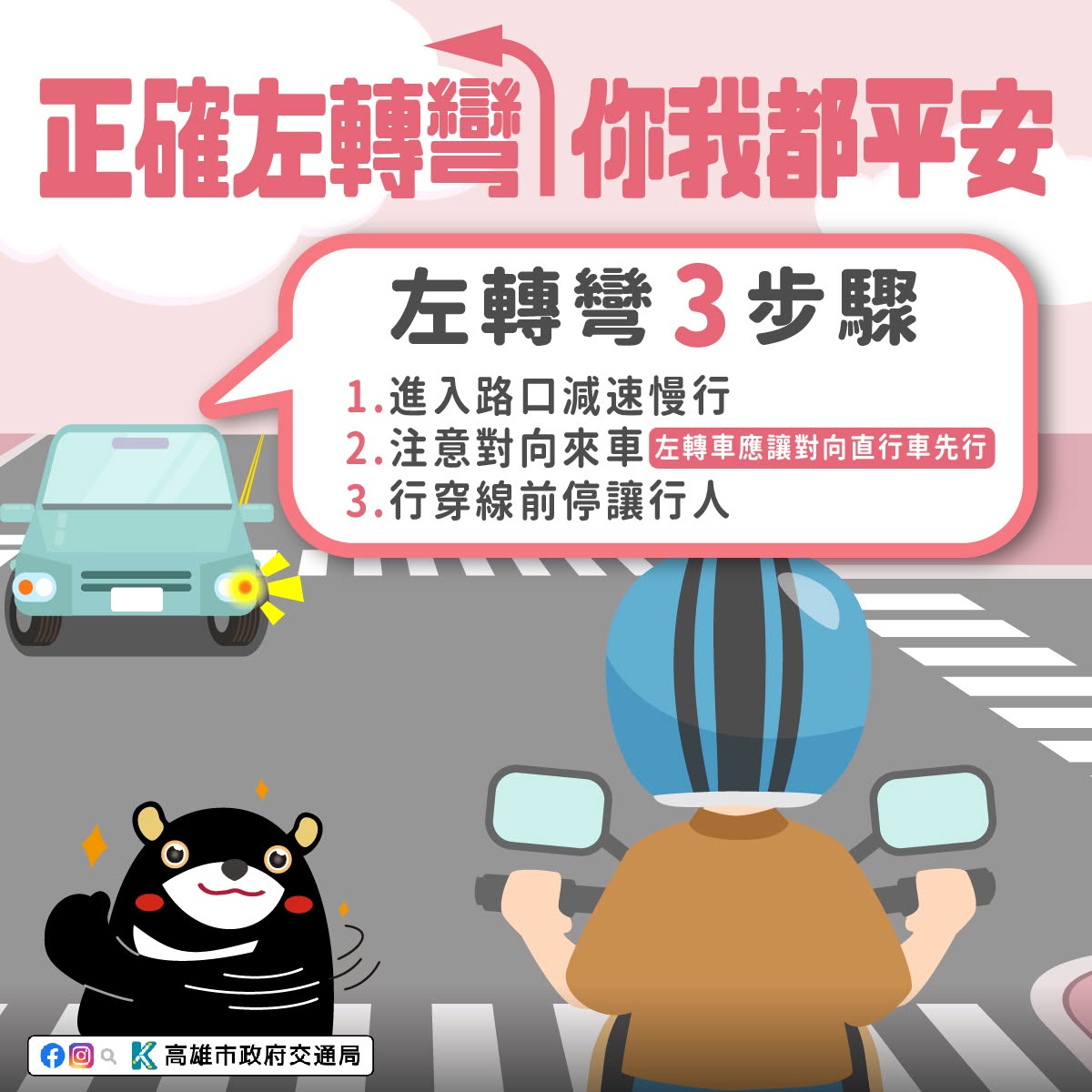 正確左轉 3 步驟